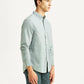 Men's Solid Light Blue Slim Fit Oxford Shirt - Side View