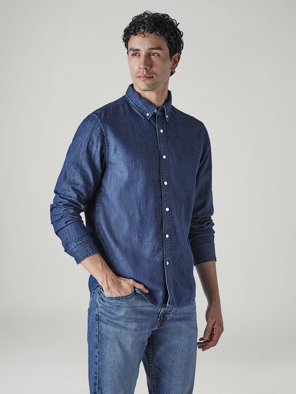 Men's Solid Slim Fit Linen Shirt - Side View