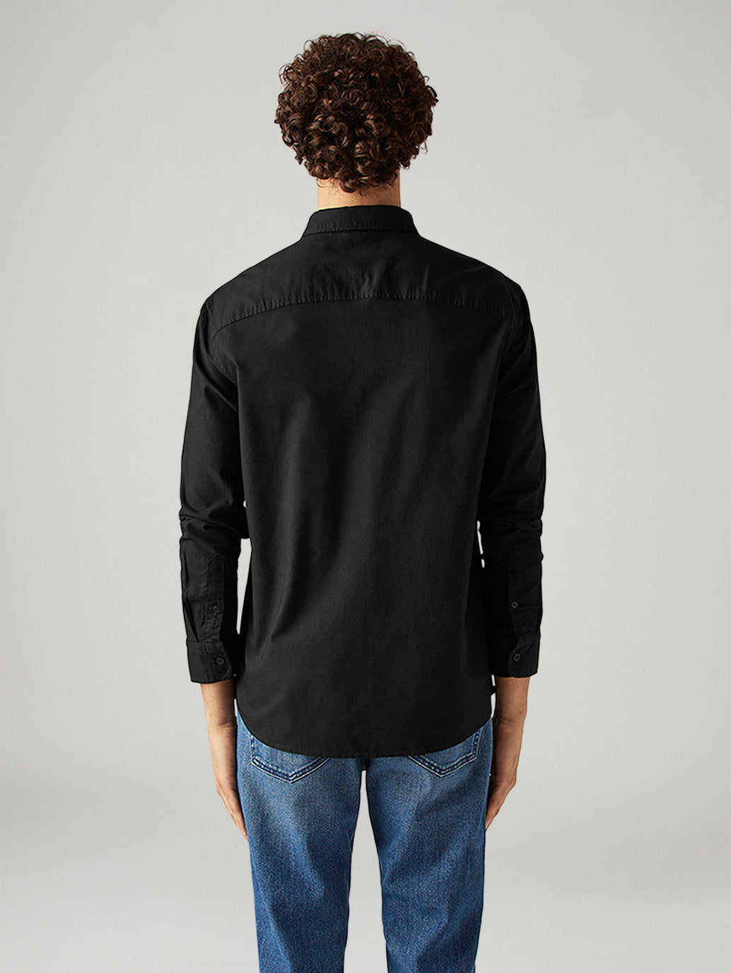 Men's Solid Slim Fit Oxford Shirt - Back View