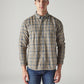 Men's Checkered Slim Fit Overdyed Oxford Shirt - Front View