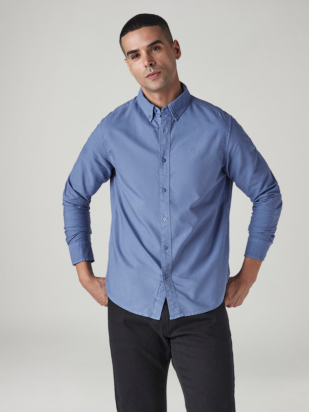 Men's Solid Slim Fit Overdyed Oxford Shirt