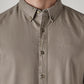 Men's Solid Slim Fit Oxford Shirt - Detail View