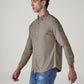 Men's Solid Slim Fit Oxford Shirt - Side View