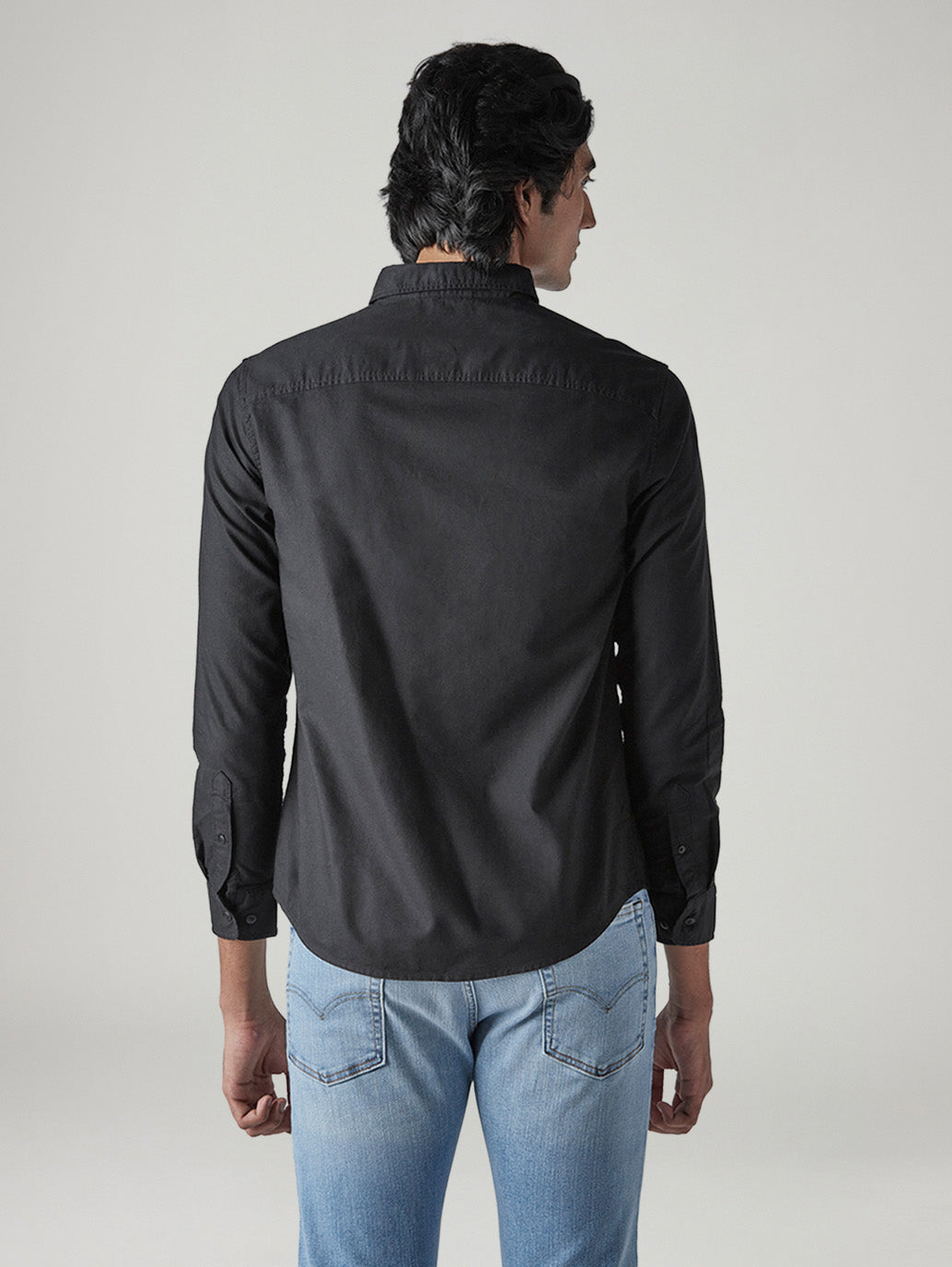 Men's Solid Slim Fit Oxford Shirt - Back View