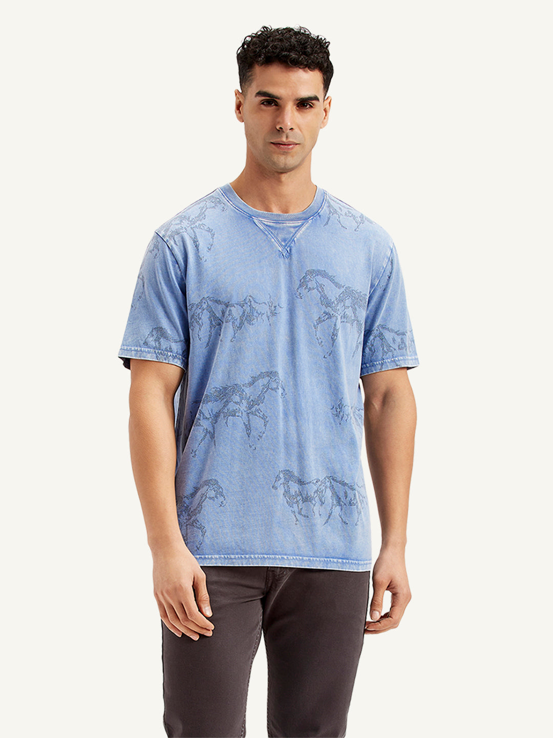 Men's Conversational Print Regular Fit T-Shirt - Front View