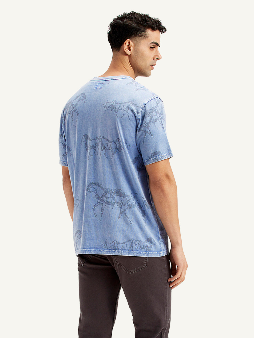 Men's Conversational Print Regular Fit T-Shirt - Back View