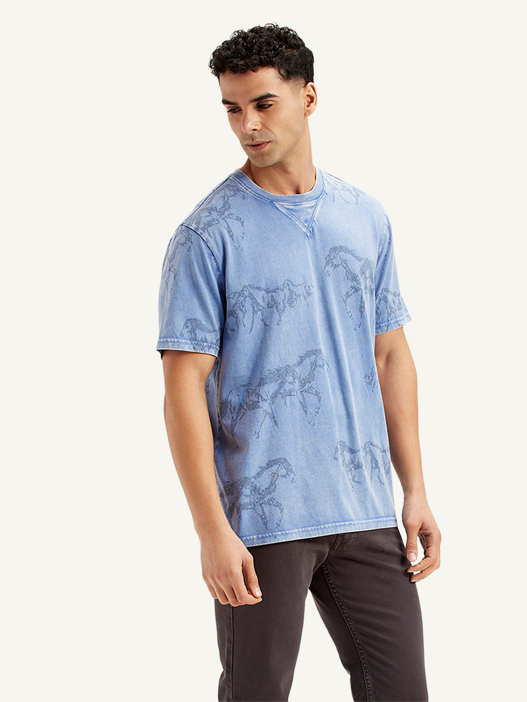 Men's Conversational Print Regular Fit T-Shirt - Side View