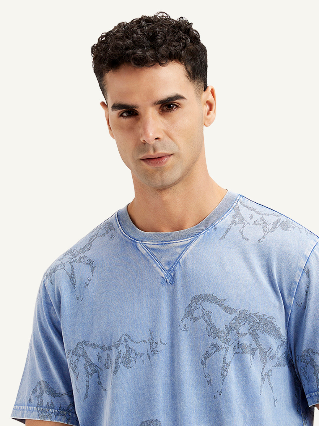 Men's Conversational Print Regular Fit T-Shirt - Detail View