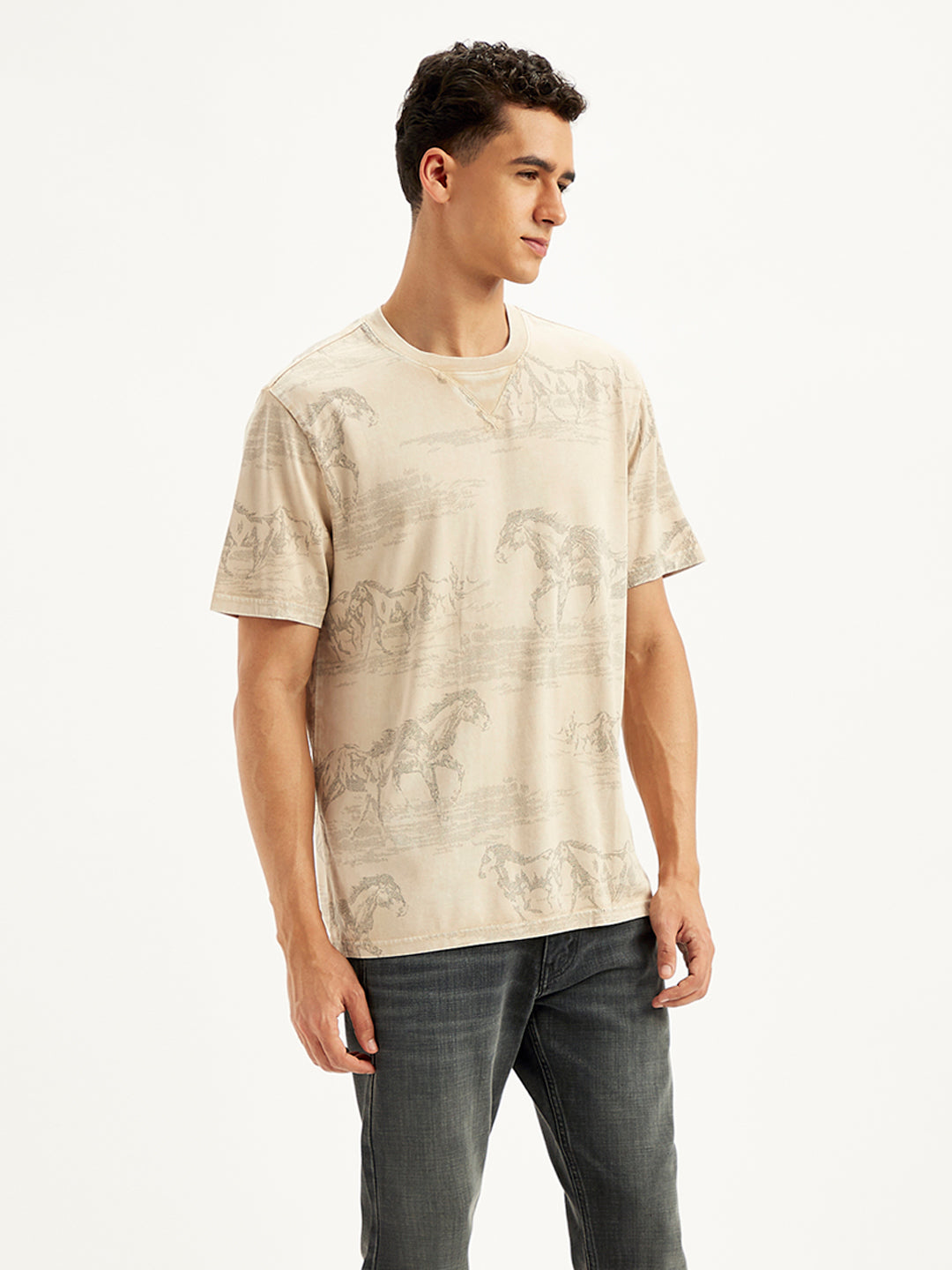 Men's All Over Print Regular Fit T-Shirt - Side View
