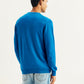 Men's Brand Logo Blue Crew Neck Sweater - Back View