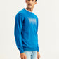 Men's Brand Logo Blue Crew Neck Sweater - Side View