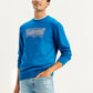 Men's Brand Logo Blue Crew Neck Sweater - Styleshot View