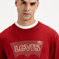 Men's Brand Logo Red Crew Neck Sweater - Detail View