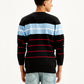 Men's Striped Black Crew Neck Sweater - Back View