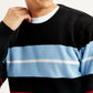 Men's Striped Black Crew Neck Sweater - Detail View