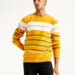 Men's Striped Mustard Crew Neck Sweater - Styleshot View