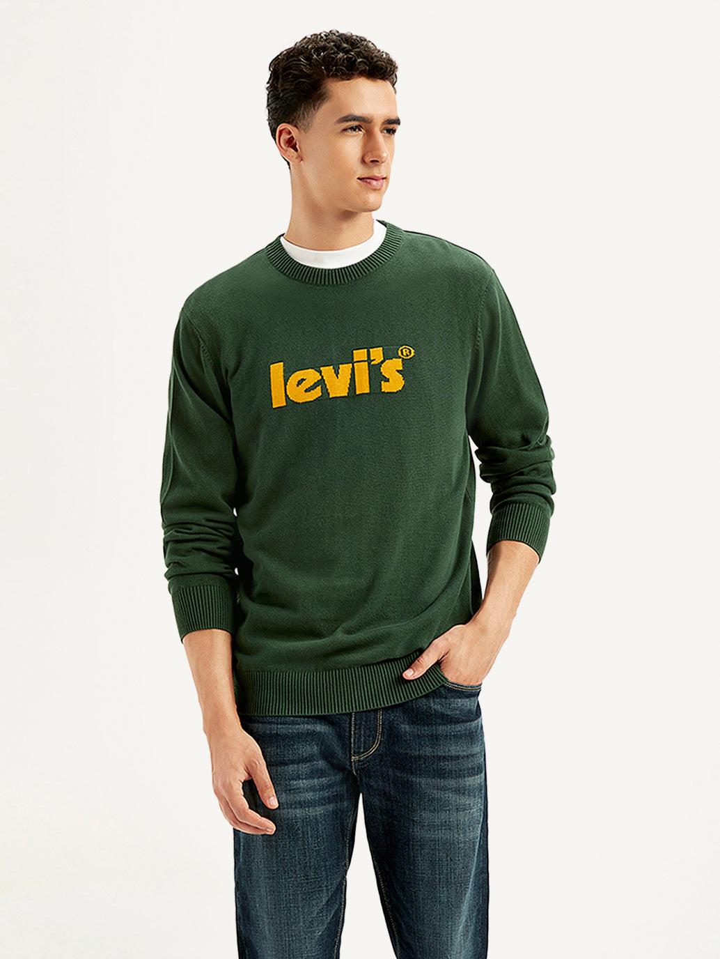 Men's Brand Logo Green Crew Neck Sweater - a840a69c-ae66-4a42-b92a-ca6cf12e061a View
