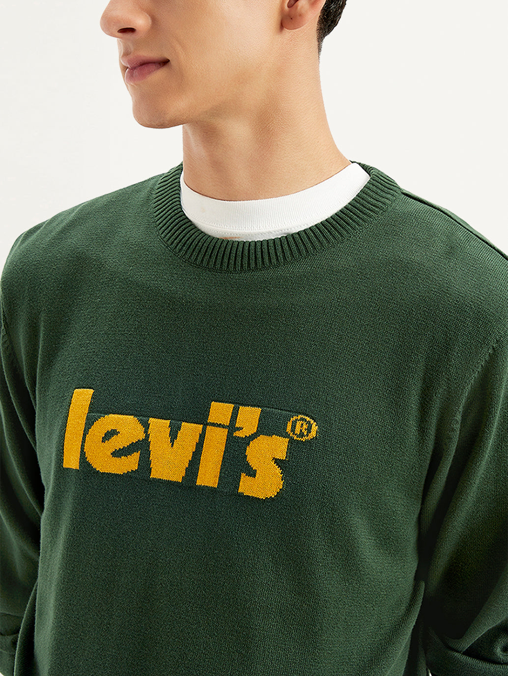 Men's Brand Logo Green Crew Neck Sweater - 9376d418-fdc9-46b2-81f5-affb6f3b6efc View