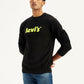 Men's Brand Logo Black Crew Neck Sweater - Styleshot View
