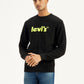 Men's Brand Logo Black Crew Neck Sweater - Front View