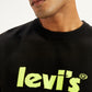 Men's Brand Logo Black Crew Neck Sweater - Detail View