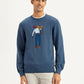Men's Graphic Print Blue Crew Neck Sweater - Front View