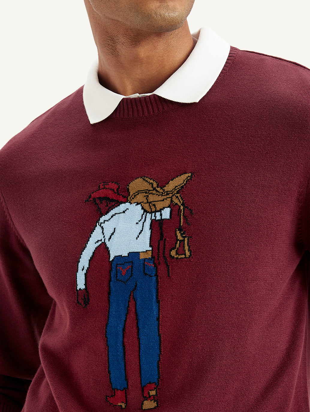 Men's Graphic Print Maroon Crew Neck Sweater - b16e3fb8-3b0f-47de-99e1-ceee0bbcc47e View