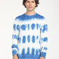 Men's Tie-Dye Blue Crew Neck Sweater - Front View