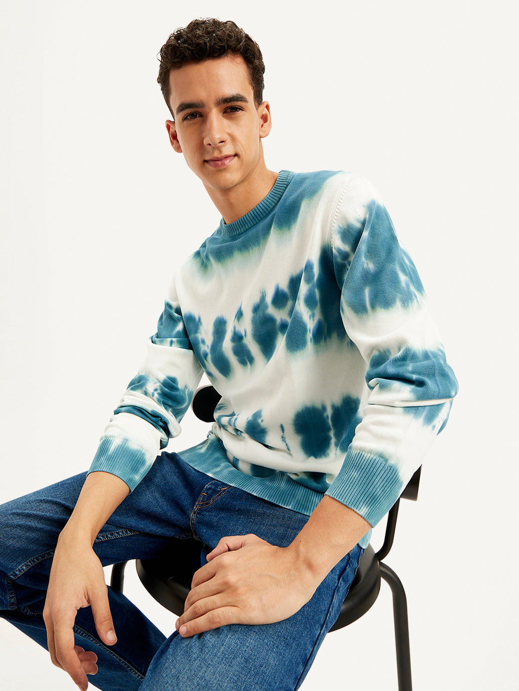 Men's Tie-Dye Crew Neck Sweater - 62c07987-ddd8-4373-ad8c-2c6c5b6fac1b View