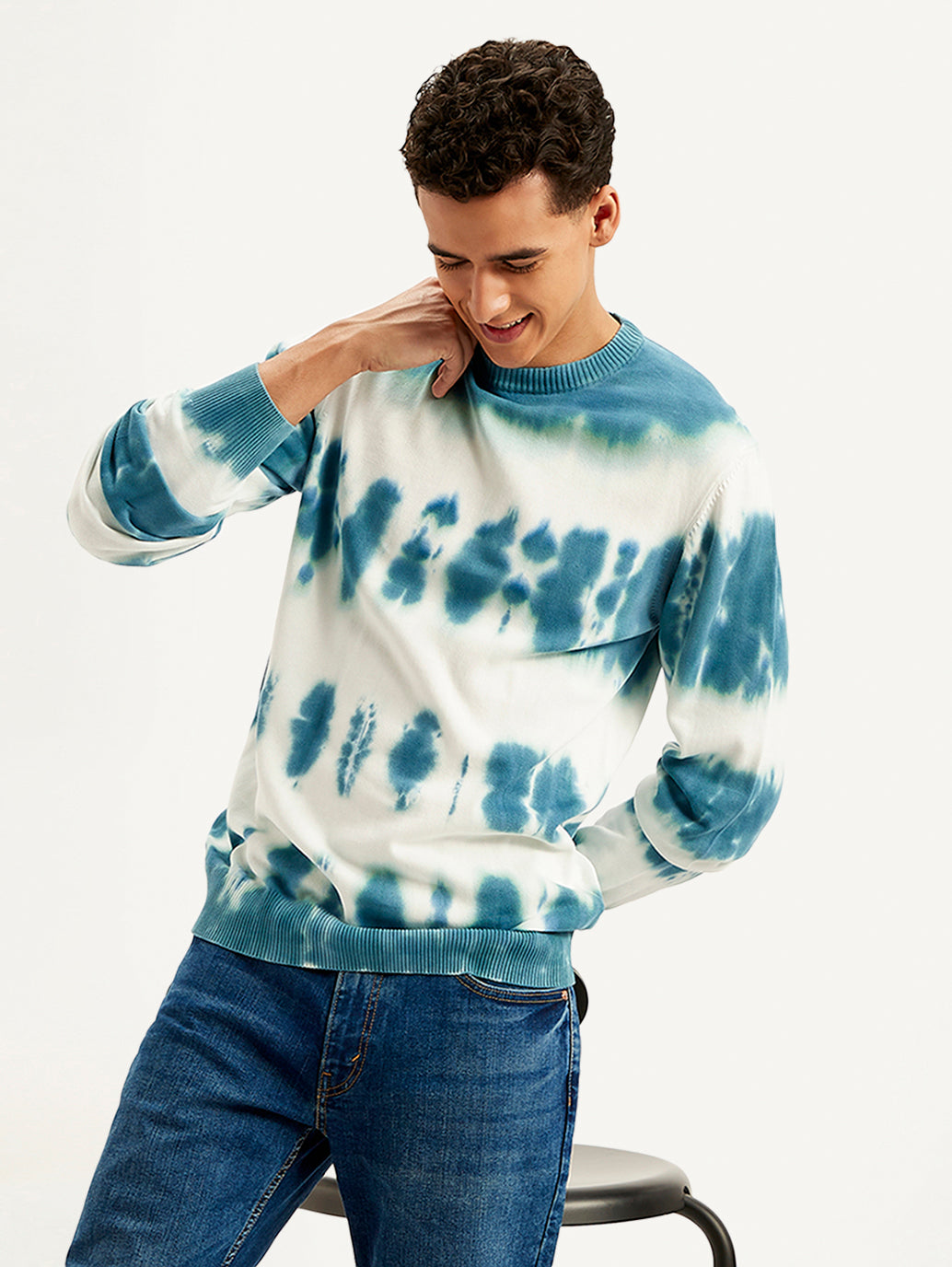 Men's Tie-Dye Crew Neck Sweater - 2621fbcb-2e97-4eb9-a677-b8cc61339ac0 View