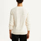 Men's Self Design Off White Crew Neck Sweater - Back View