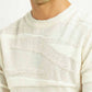 Men's Textured Off White Crew Neck Sweater - Detail View