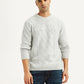 Men's Jacquard Light Grey Crew Neck Sweater - Styleshot View