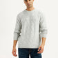 Men's Jacquard Light Grey Crew Neck Sweater - Front View