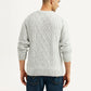 Men's Jacquard Light Grey Crew Neck Sweater - Back View