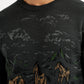 Men's Graphic Black Crew Neck Sweater - Detail View