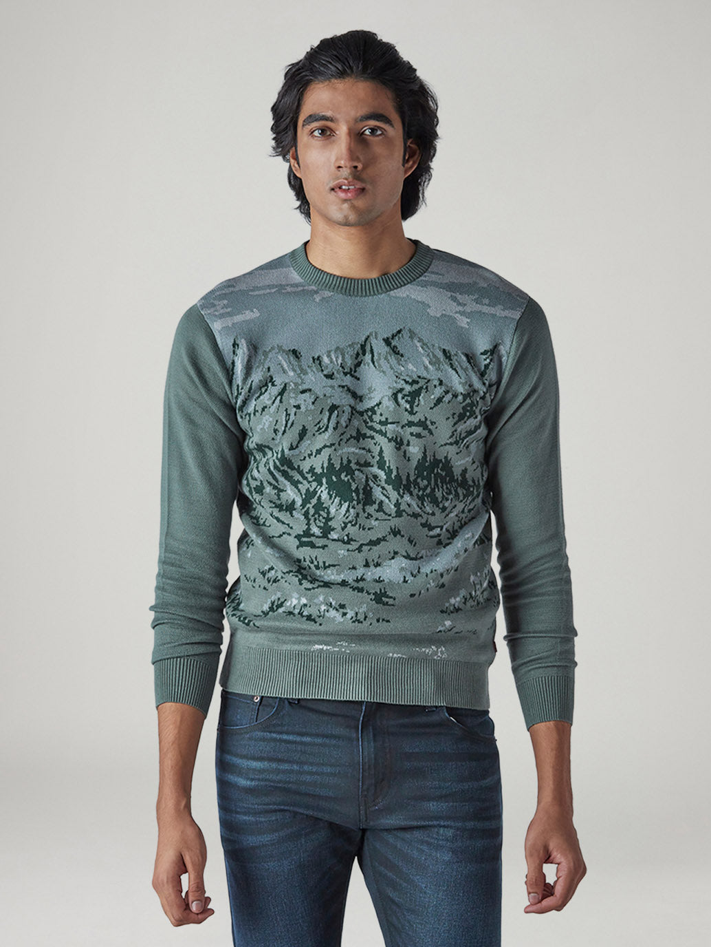 Men's Graphic Print Regular Fit Sweater - Front View