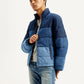 Men's Colorblock Blue High Neck Puffer Jacket - Styleshot View
