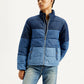 Men's Colorblock Blue High Neck Puffer Jacket - Front View