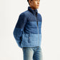 Men's Colorblock Blue High Neck Puffer Jacket - Side View