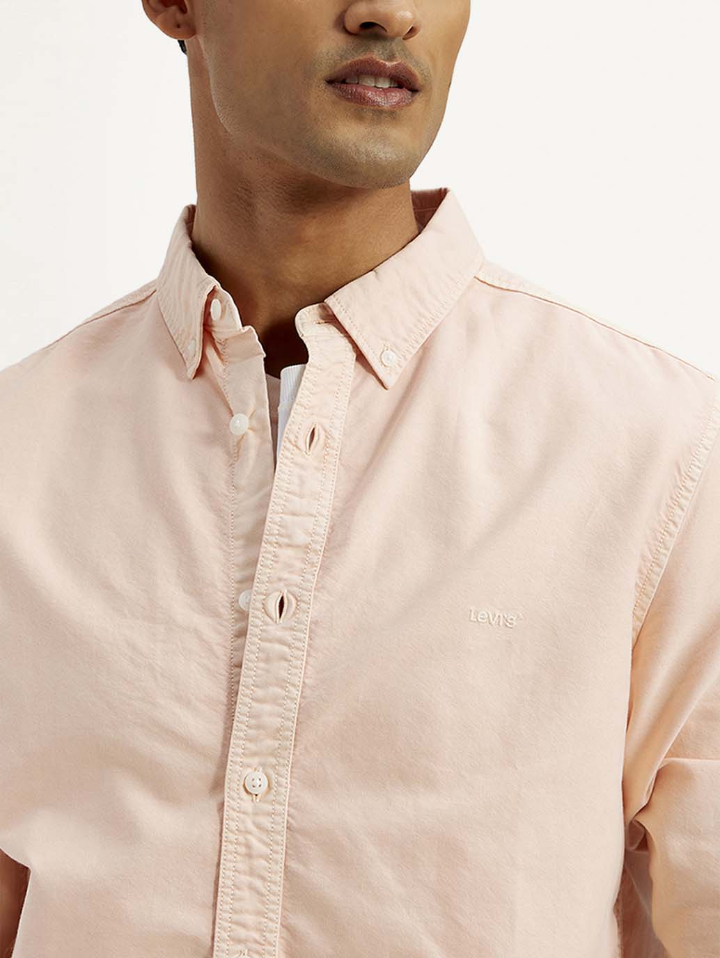 Men's Solid Dyed Slim Fit Shirt - Detail View