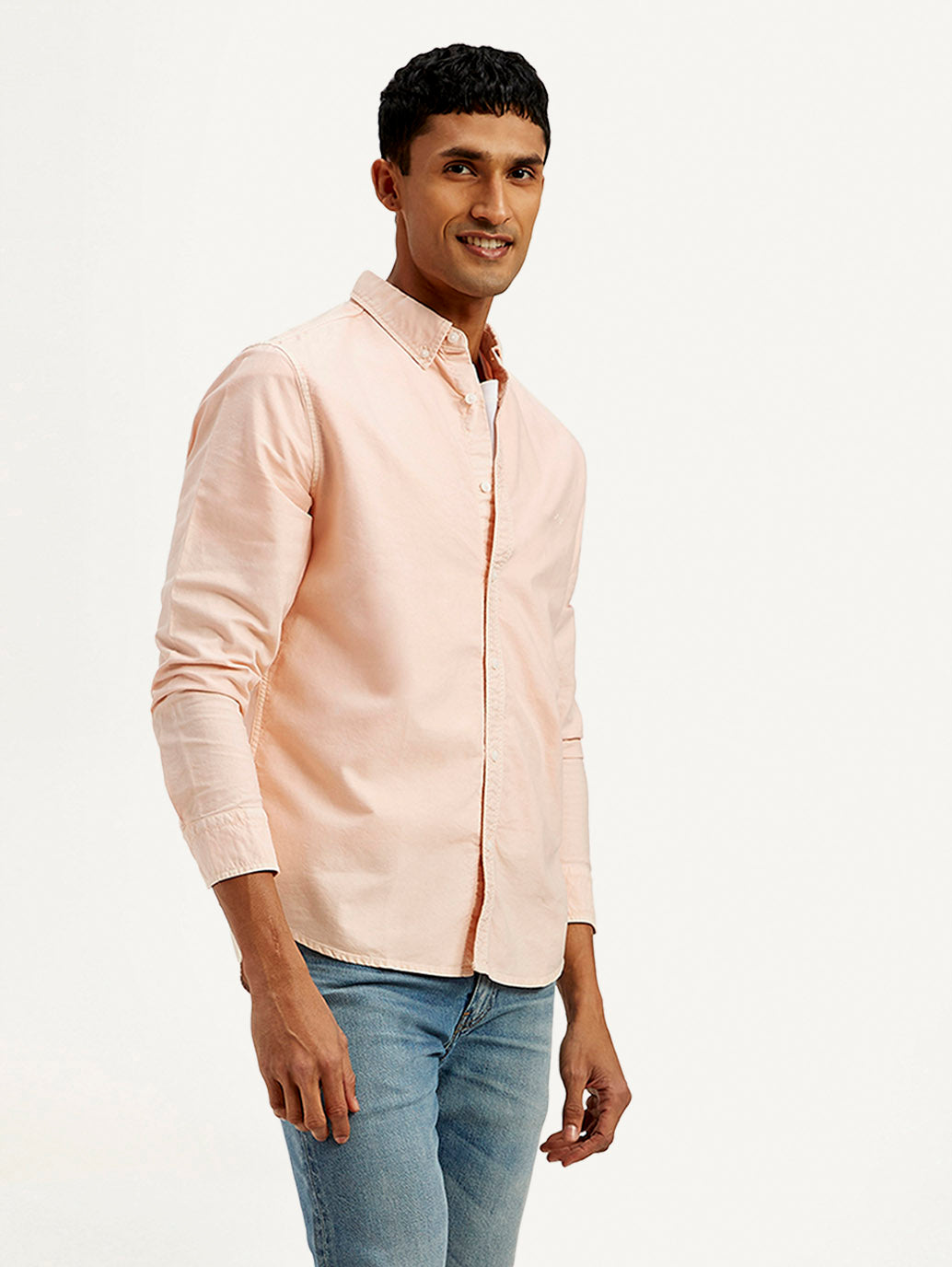 Men's Solid Dyed Slim Fit Shirt - Side View