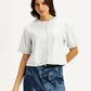 Women's Solid White Round Neck Top - Front View