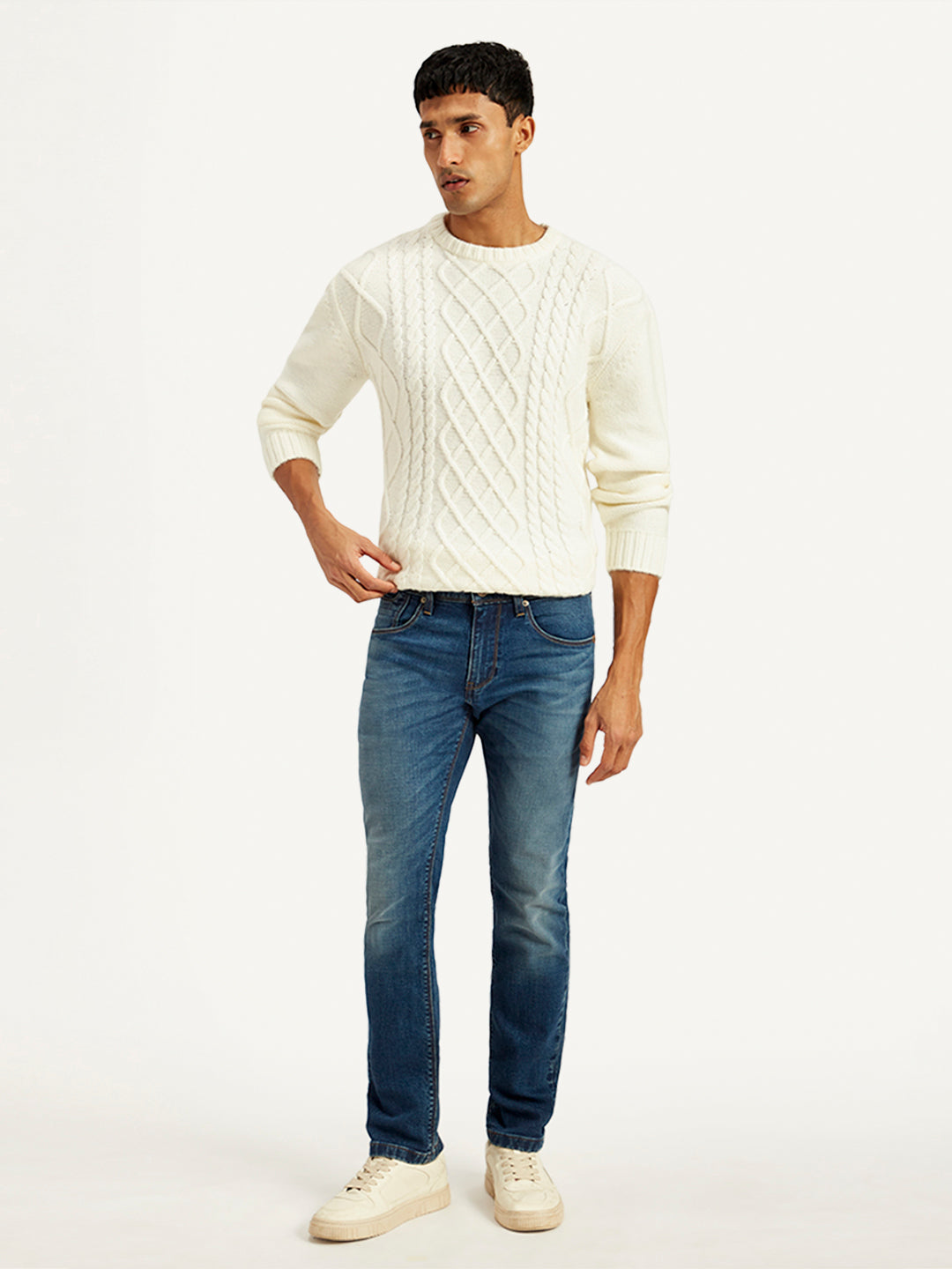 Men's 65504 Blue Skinny Fit Mid Rise Jeans - Front View