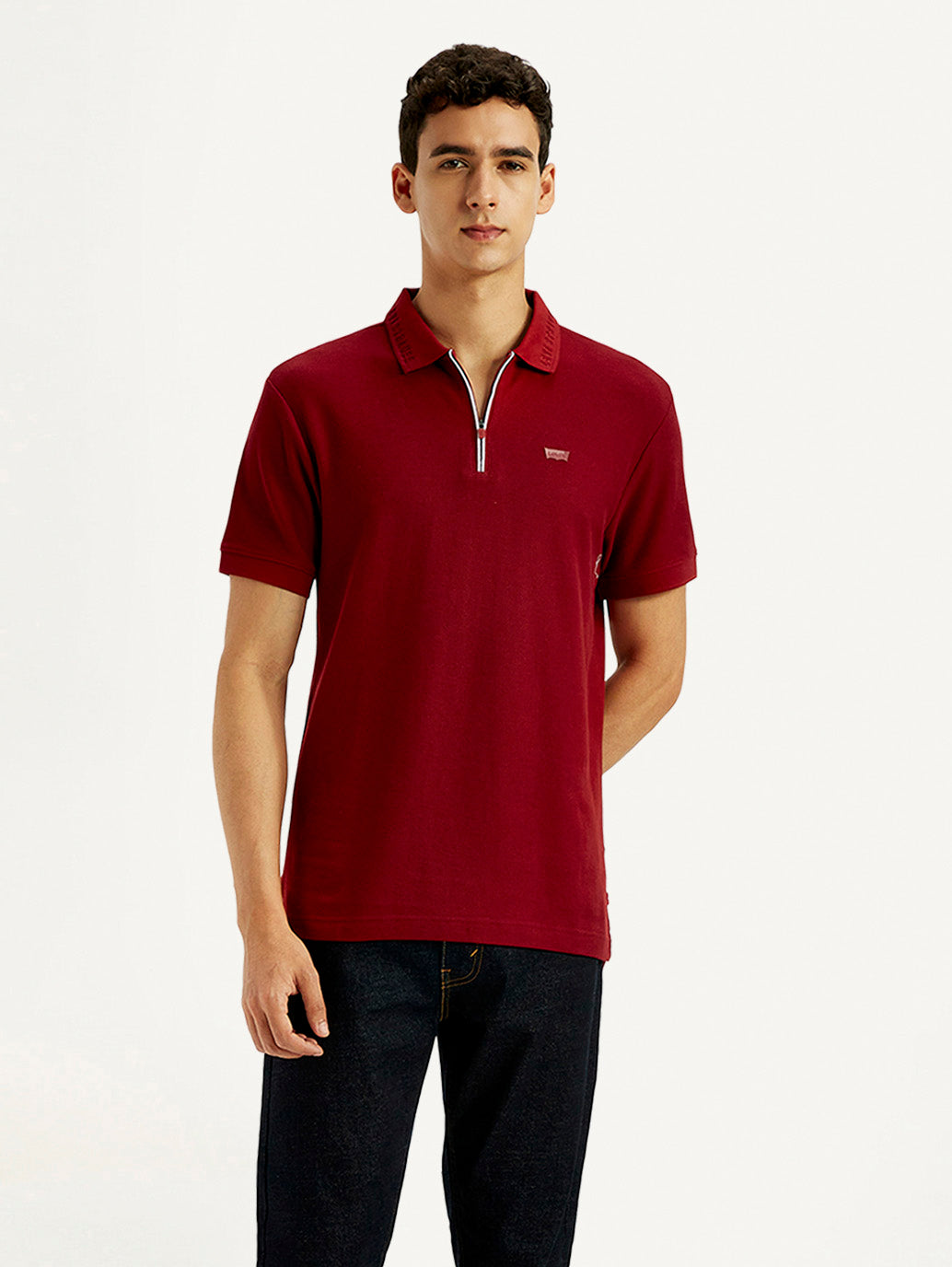 Men's Solid Red Slim Fit Polo T-shirt