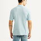 Men's Solid Light Blue Slim Fit Polo T-shirt - Back View
