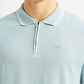 Men's Solid Light Blue Slim Fit Polo T-shirt - Detail View