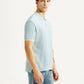 Men's Solid Light Blue Slim Fit Polo T-shirt - Side View