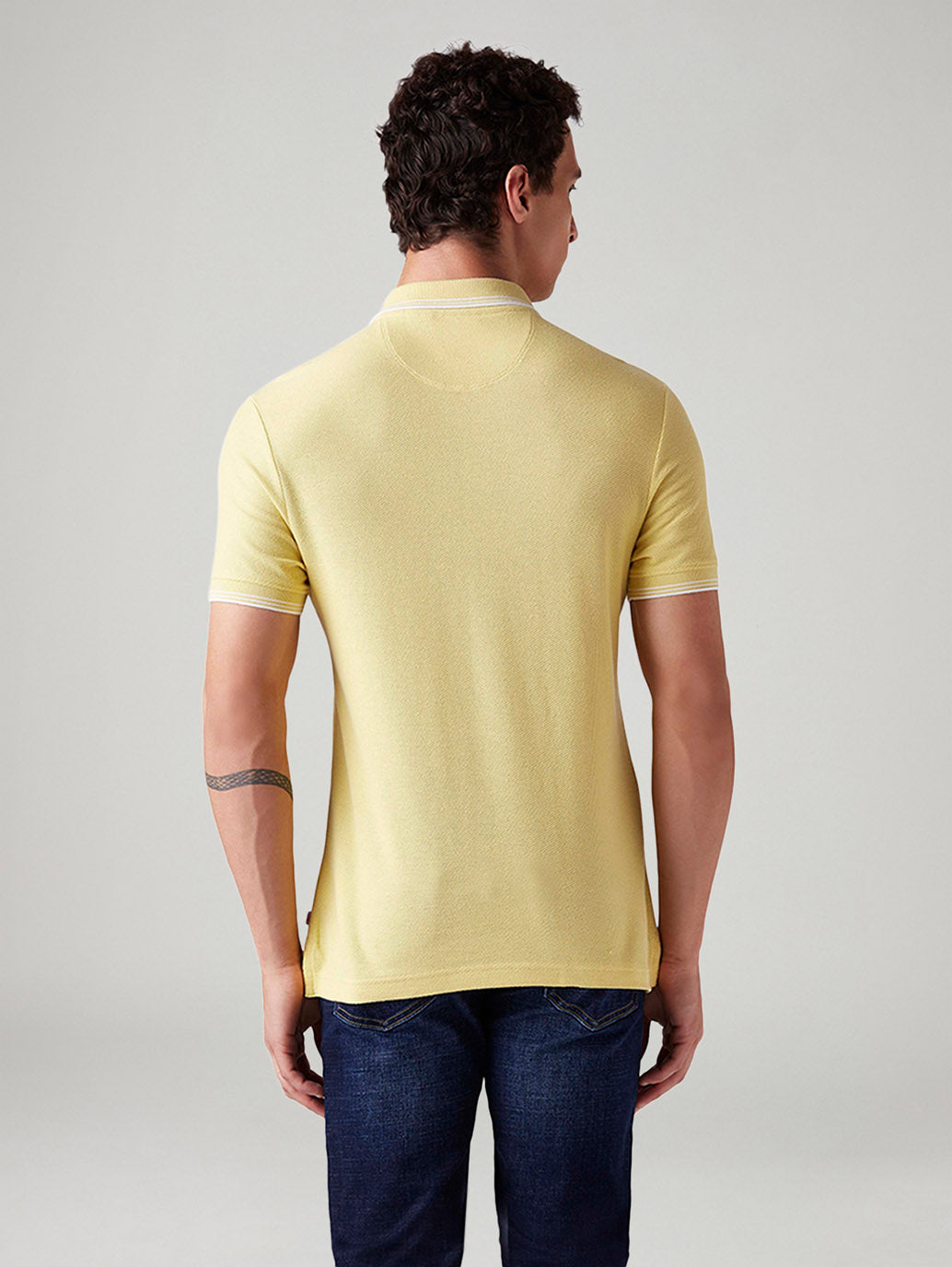 Men's Solid Slim Fit Polo T-Shirt - Back View
