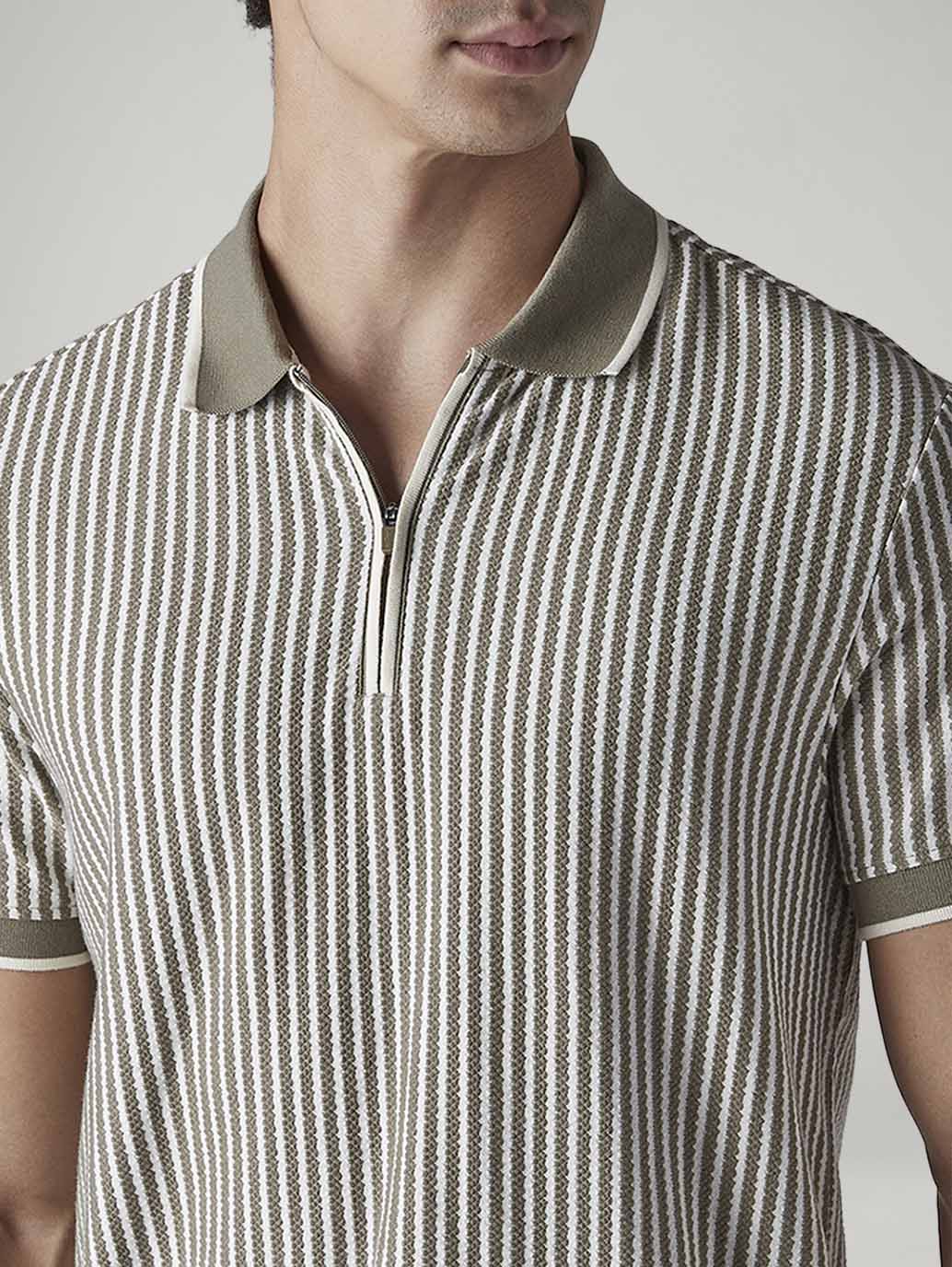 Men's Striped Regular Fit Polo T-shirt - 20 View